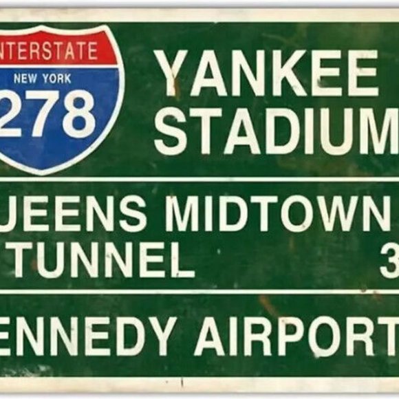 Rustic Yankee Stadium Interstate NY 278 Highway Exit Sign Tin Wall Decor 12x8" - Picture 2 of 5